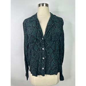 Zara Snake Print Button Down Long Sleeve Blouse